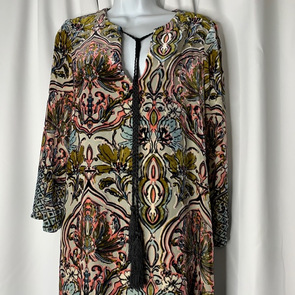 Lavender Brown Anthropologie Womens 3/4 Sleeve Velvet Floral Pink Blue Green XS - Picture 2 of 7